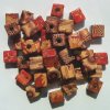 50 10x9mm (3.5mm Hole) Patterned Cube Wood Beads